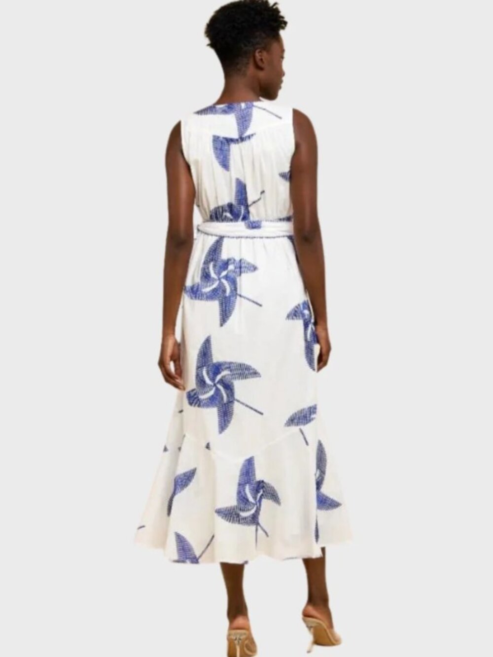 CIEBON Kaiden Embroidered Pinwheel Midi Wrap Dress Size S